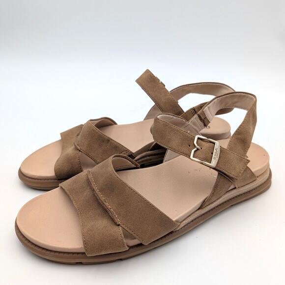 Dr. Scholl's Timeless Fun Strappy Sandal Honey Brown Faux Leather Size US9M EU40 - Picture 1 of 11